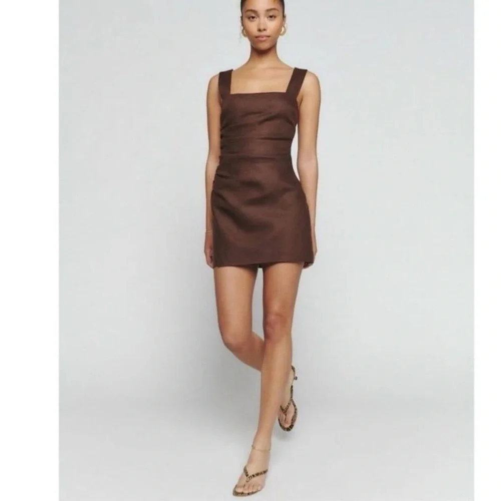 NWT Reformation Kerrigan Linen Dress (in Cafe) - Picture 5 of 10
